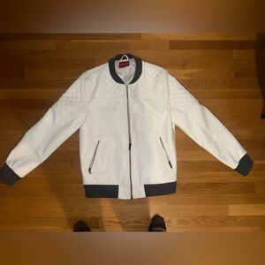 Guess White and Black Men's Bomber Jacket fits like a medium/large